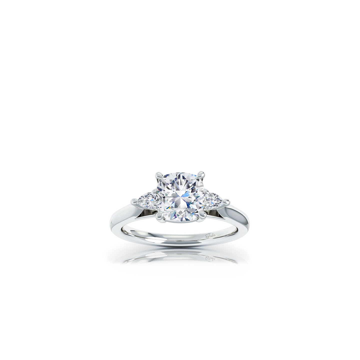 The Studio Collection Cushion Cut Center Diamond with Side Diamond Accents Engagement Ring