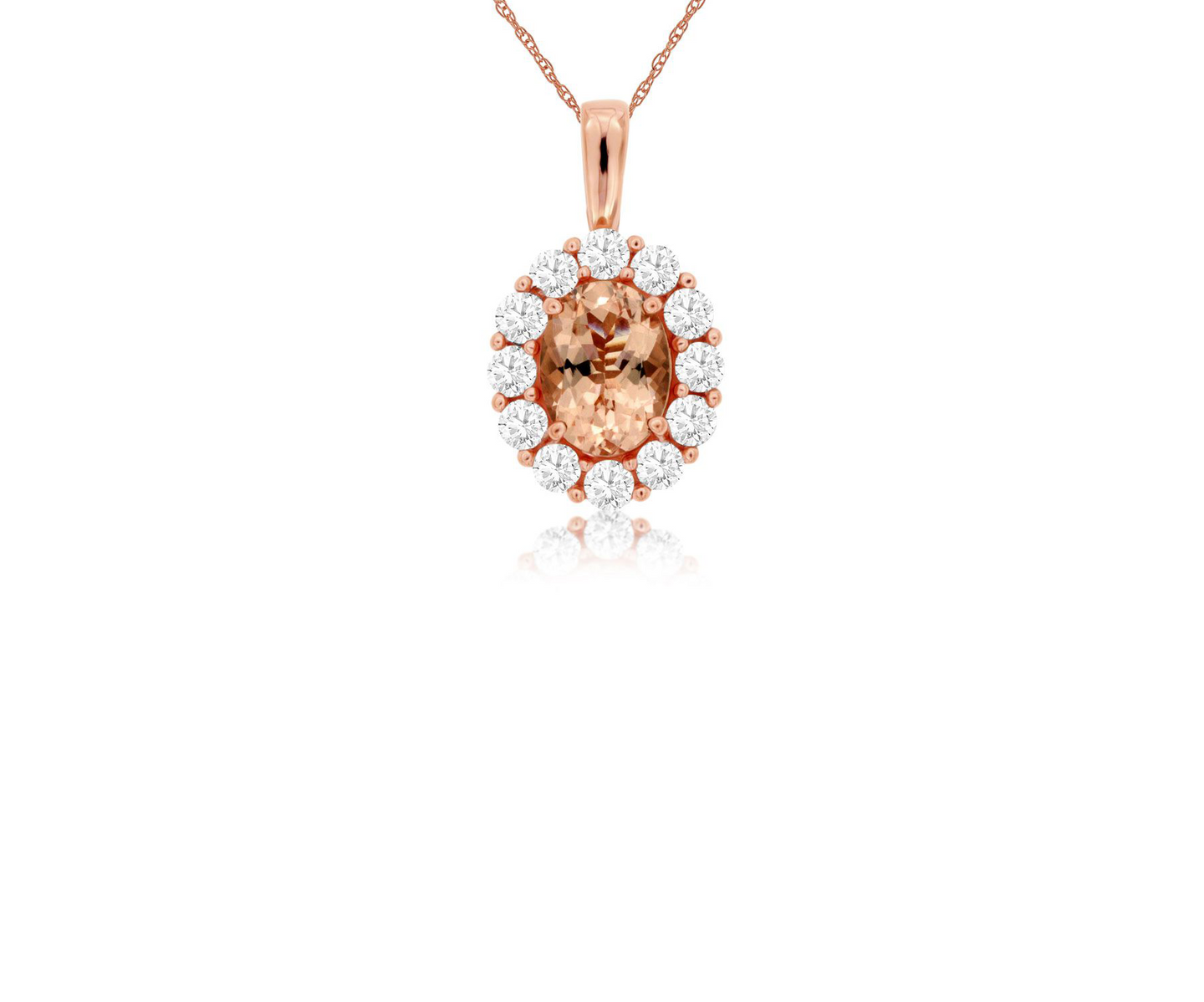 Sabel Collection 14K Rose Gold Oval Morganite and Diamond Pendant