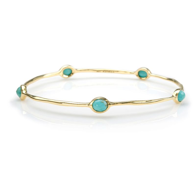 IPPOLITA Lollipop 18K Yellow Gold Five Gemstone Bangle in Turquoise and Clear Quartz Doublet