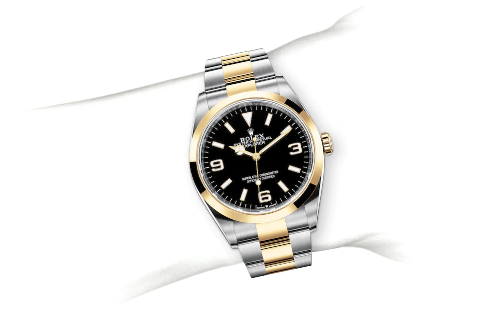 Rolex Explorer 36 in Oystersteel and Yellow Gold - M124273-0001 at Fink's Jewelers