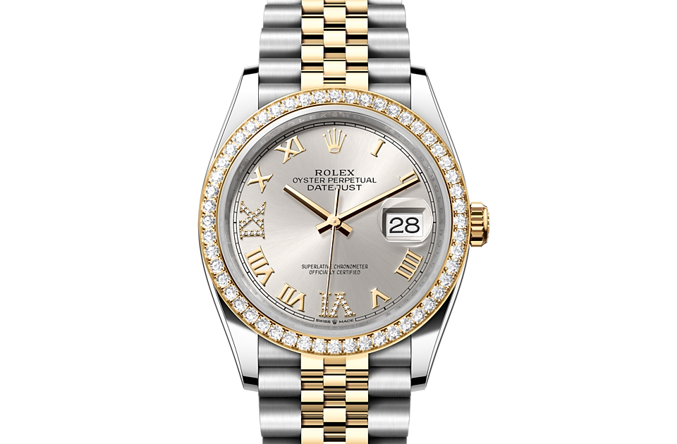 Datejust 36, Oyster, 36 mm, Oystersteel, yellow gold and diamonds Front Facing