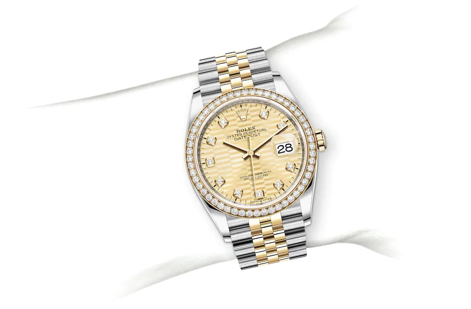 Rolex Datejust 36 in Oystersteel, Yellow Gold, and Diamonds - M126283RBR-0031 at Fink's Jewelers