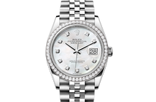Datejust 36, Oyster, 36 mm, Oystersteel, white gold and diamonds Front Facing