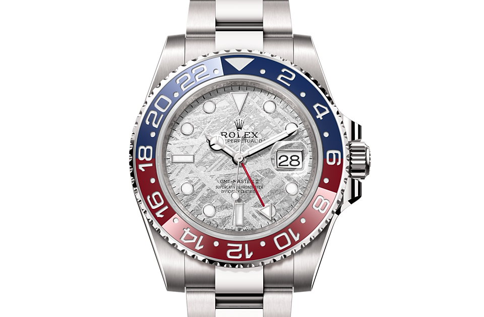 GMT-Master II, Oyster, 40 mm, white gold Front Facing