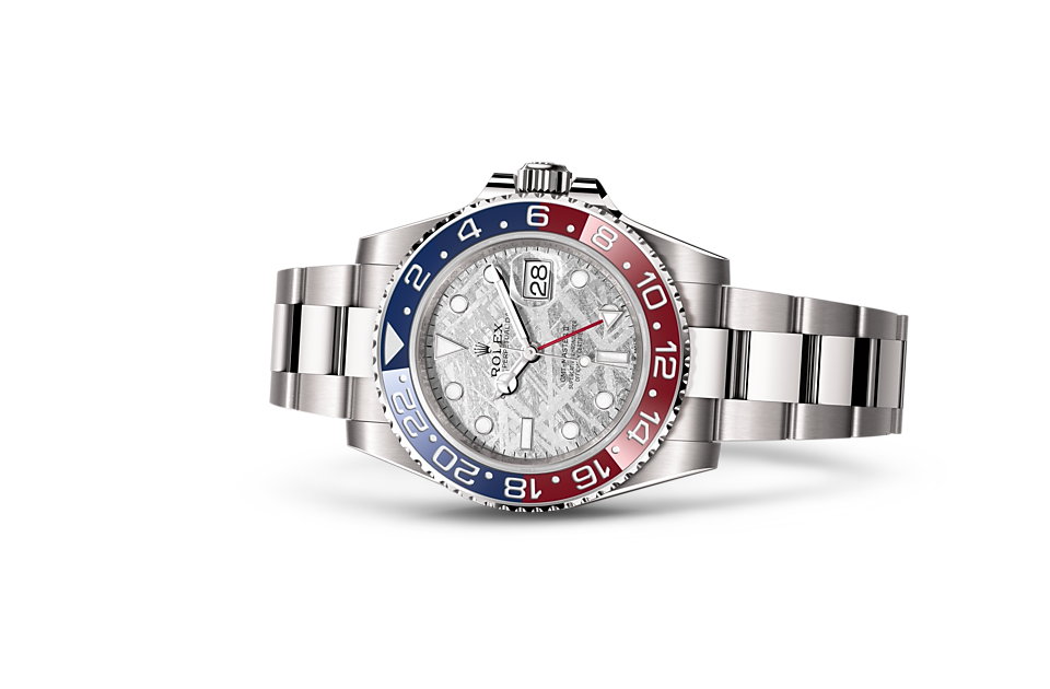 GMT-Master II, Oyster, 40 mm, white gold Laying Down