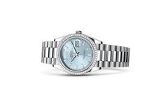 Load image into Gallery viewer, Day-Date 36, Oyster, 36 mm, platinum and diamonds Laying Down