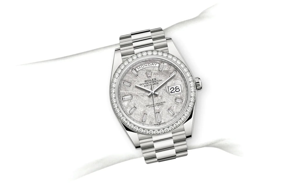 Rolex Day-Date 40 in White Gold and Diamonds - M228349RBR-0040 at Fink's Jewelers