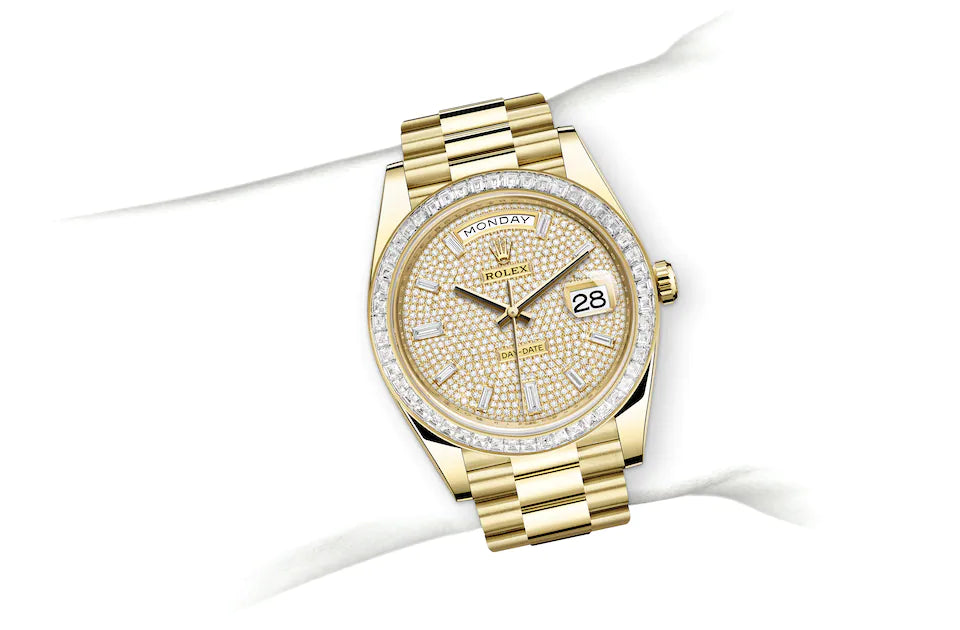 Rolex Day-Date 40 in Yellow Gold and Diamonds - M228398TBR-0036 at Fink's Jewelers