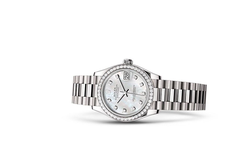 Datejust 31, Oyster, 31 mm, white gold and diamonds Laying Down