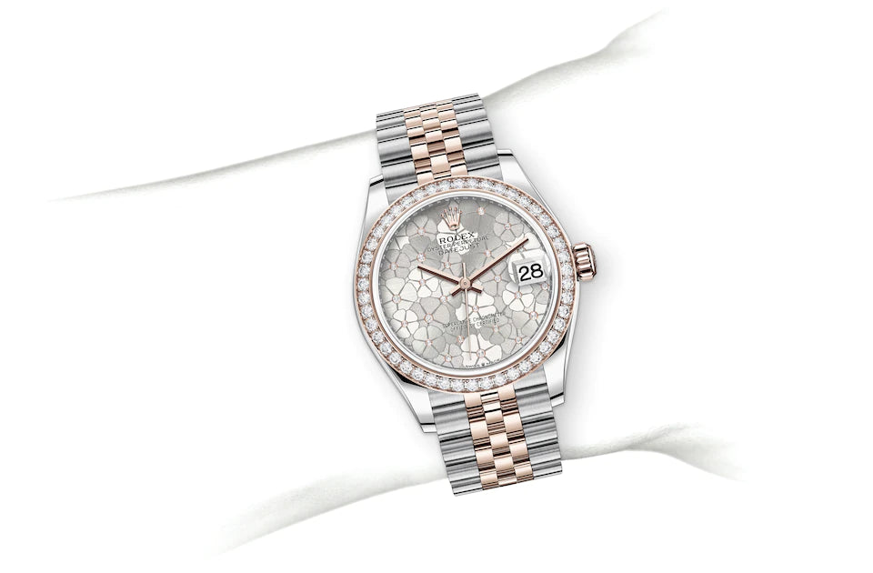 Rolex Datejust 31 in Oystersteel, Everose Gold, and Diamonds - M278381RBR-0032 at Fink's Jewelers