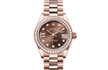 Load image into Gallery viewer, Lady-Datejust, Oyster, 28 mm, Everose gold and diamonds Front Facing