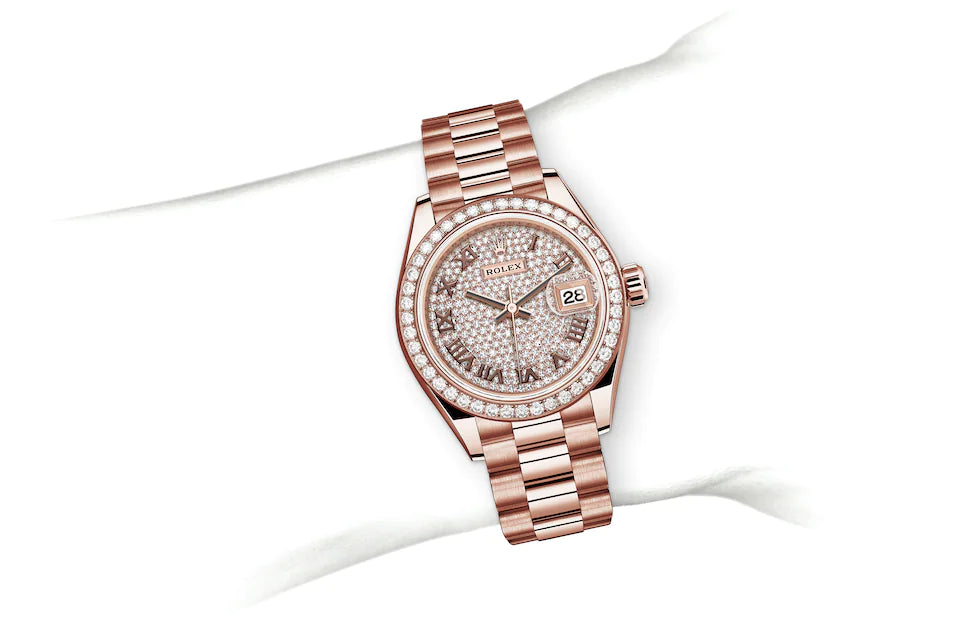 Rolex Lady-Datejust in Everose Gold and Diamonds - M279135RBR-0021 at Fink's Jewelers
