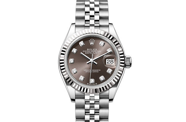Lady-Datejust, Oyster, 28 mm, Oystersteel and white gold Front Facing