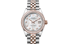 Load image into Gallery viewer, Lady-Datejust, Oyster, 28 mm, Oystersteel, Everose gold and diamonds Front Facing
