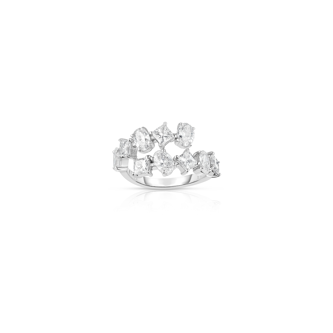 Sabel Collection 14K White Gold Princess and Oval Shape Diamond Ring