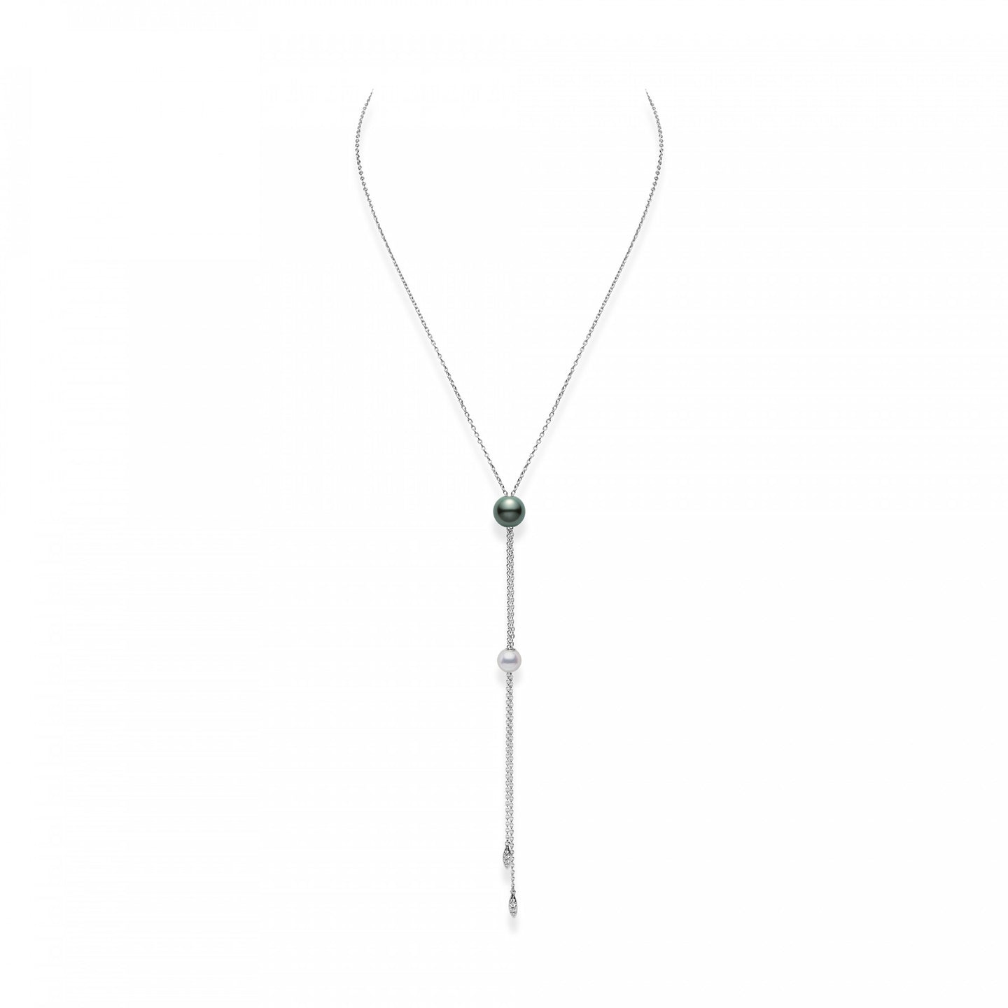 Mikimoto Morning Dew Akoya and Black South Sea Cultured Pearl Lariat Necklace with Diamonds