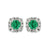 Sabel Collection 14K White Gold Cushion Emerald and Diamond Earrings