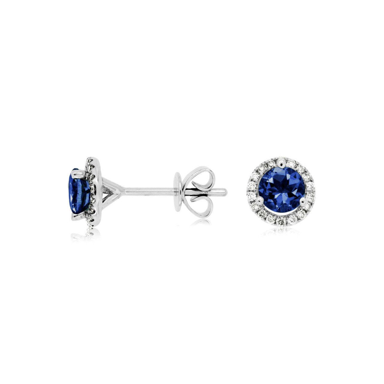 Sabel Collection 14K White Gold Sapphire and Diamond Halo Stud Earrings