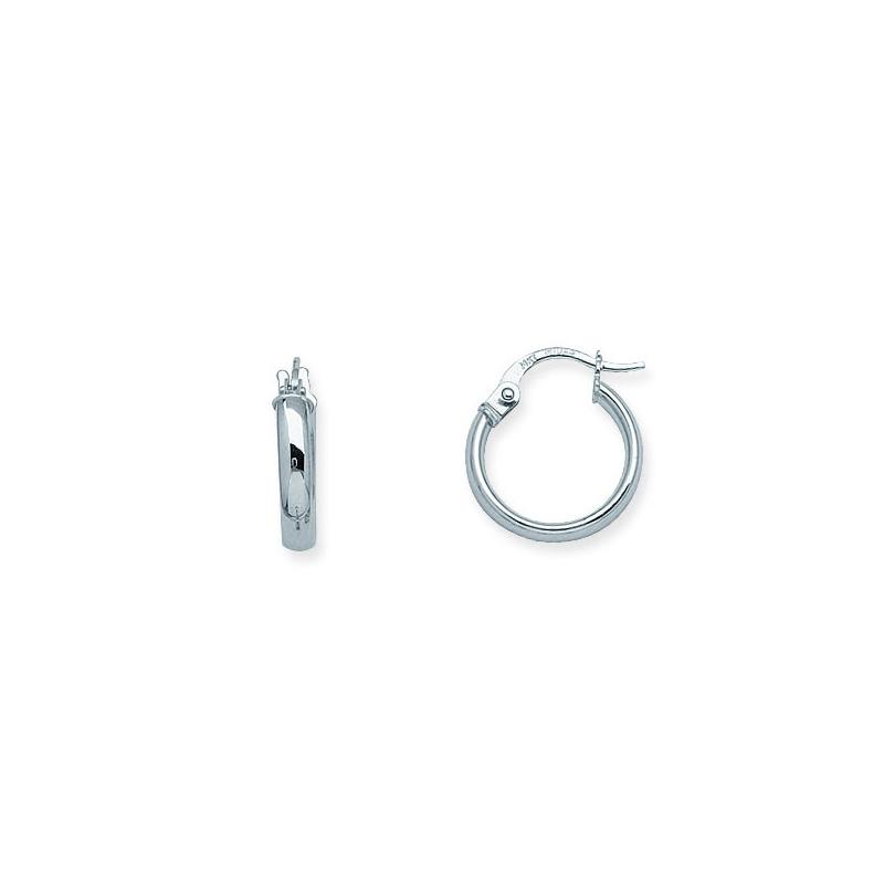 Sabel Everyday Collection 14K White Gold Small Polished Euro Hoop Earrings