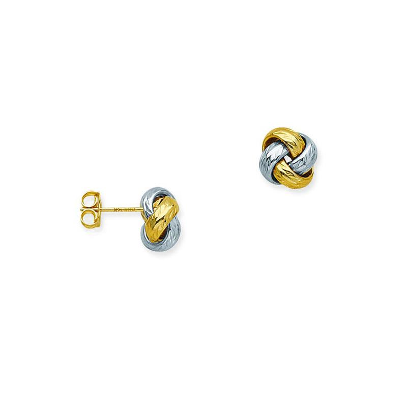 Sabel Everyday Collection Two-Tone Diamond Cut Love Knot Stud Earrings