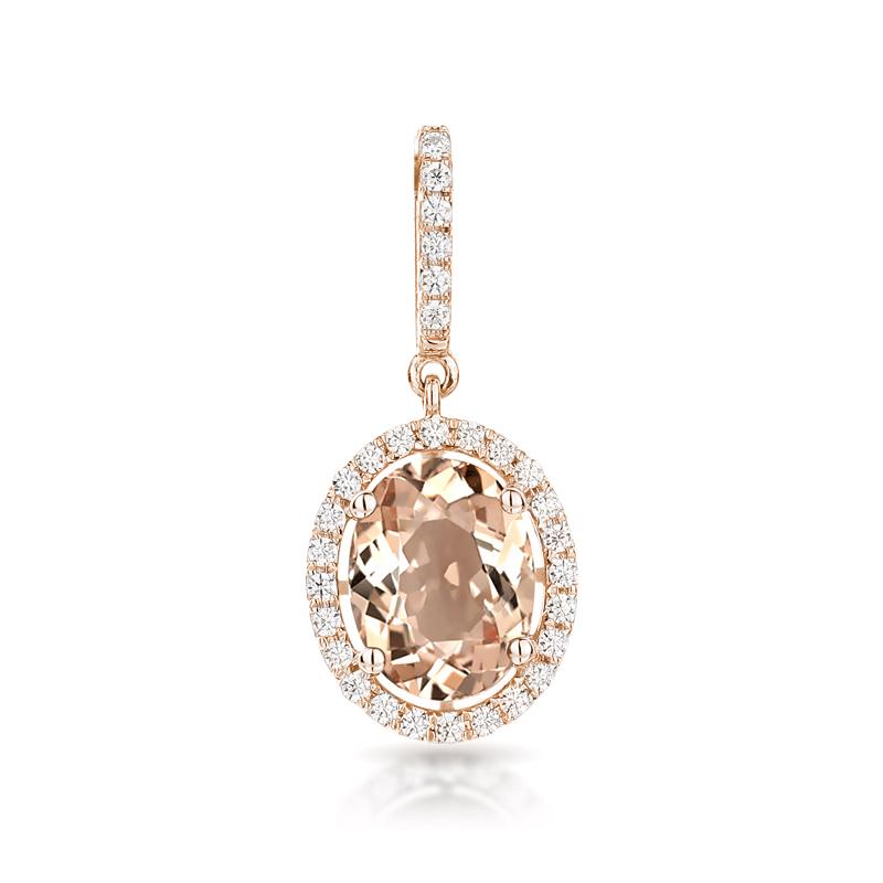 Sabel Collection 14K Rose Gold Oval Morganite and Diamond Pendant