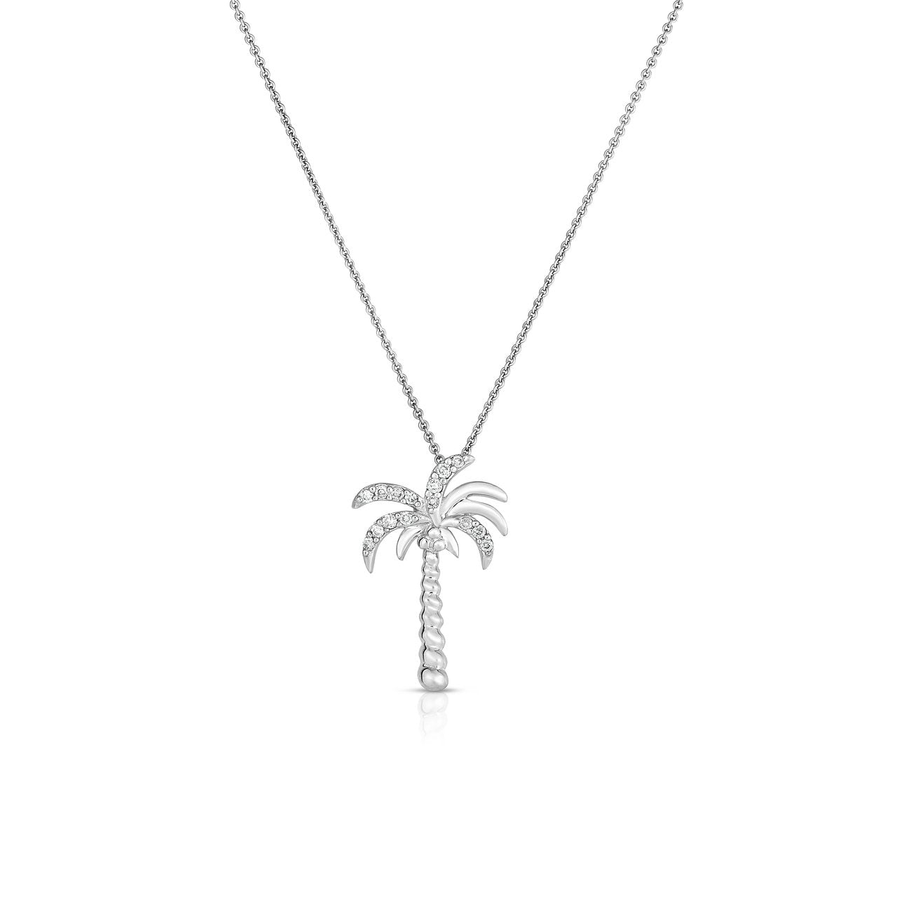 Sabel Collection 14K White Gold Diamond Palm Tree Necklace 