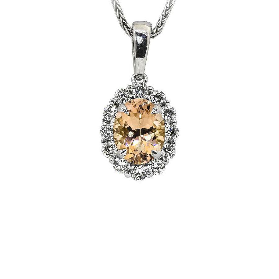 Sabel Collection 14K White Gold Oval Morganite and Diamond Pendant