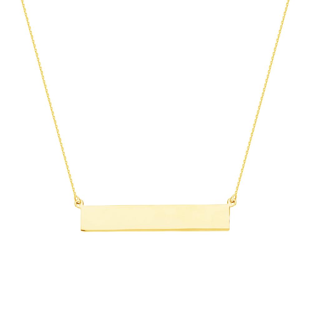 Sabel Everyday Collection 14K Yellow Gold Sideways Engravable Bar Necklace
