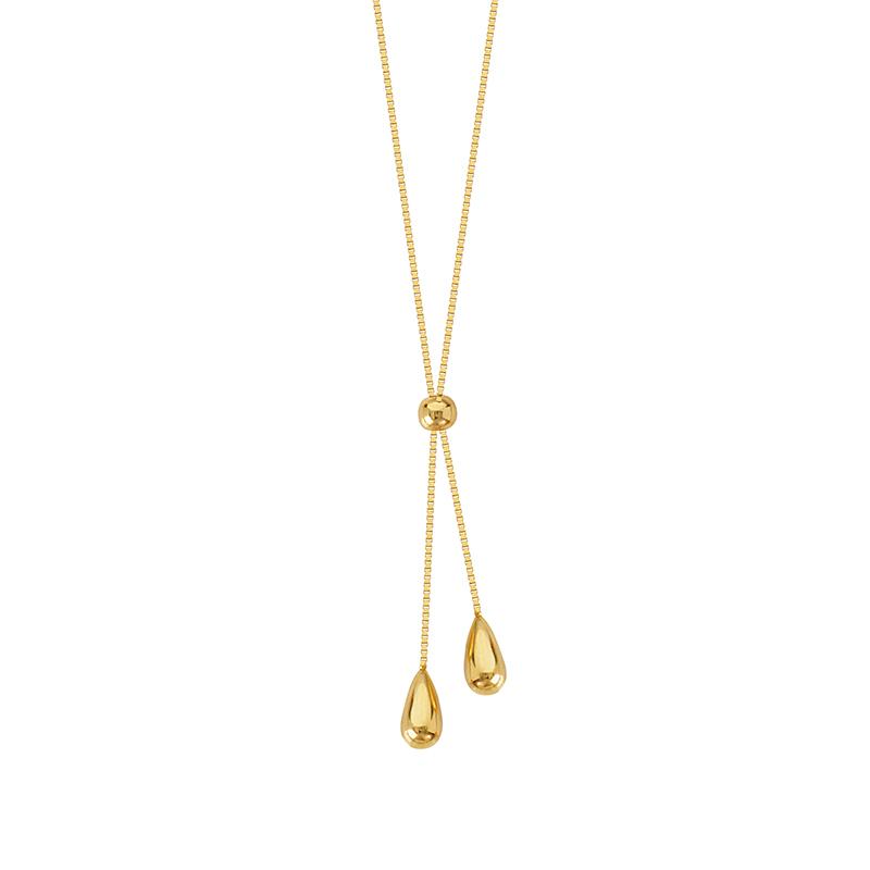 Sabel Everyday Collection 14K Yellow Gold Teardrop Lariat Pendant Necklace