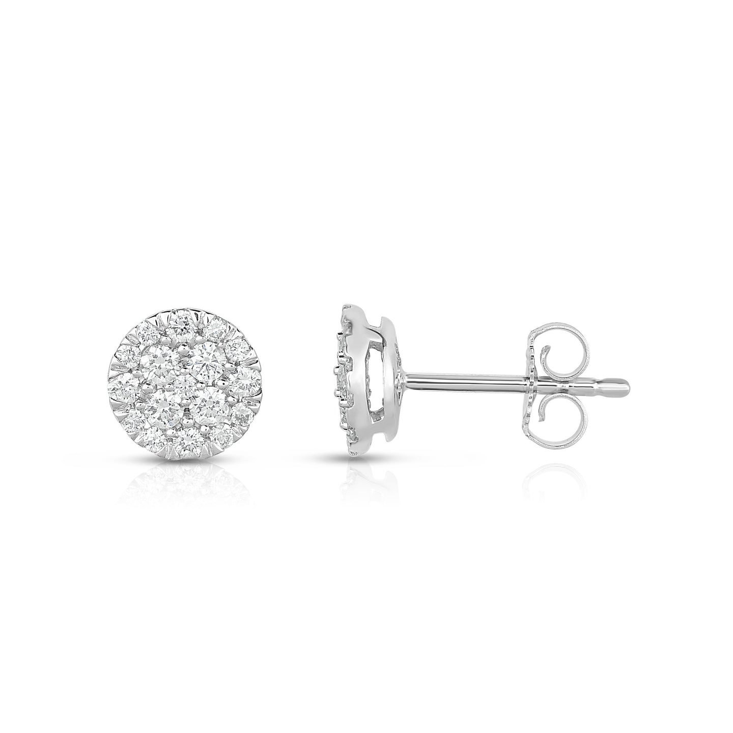 Sabel Collection 14K White Gold Round Diamond Cluster Stud Earrings