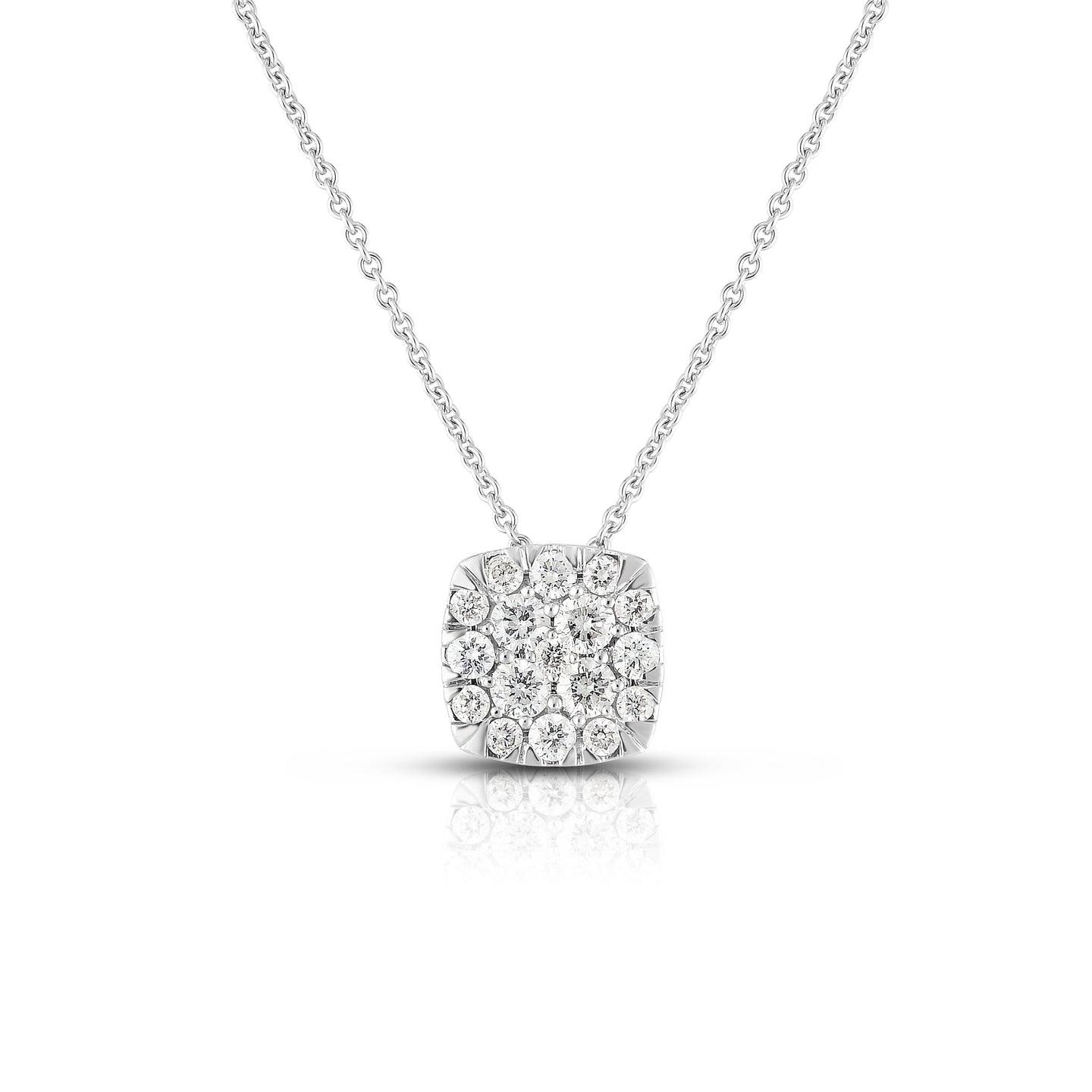Sabel Collection 14K White Gold Round Diamond square Cluster Pendant