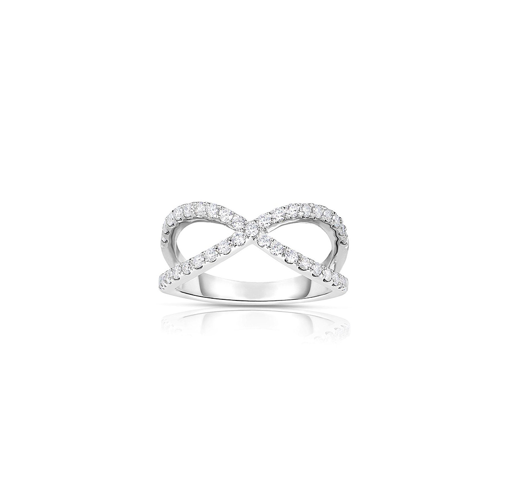 White Gold Diamond X Ring | Fink's Jewelers