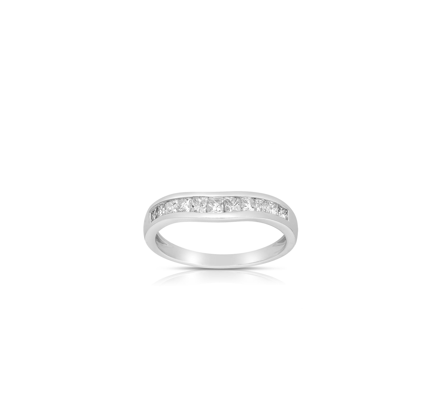 Sabel Collection 14K White Gold Princess Cut Diamond Curved Band
