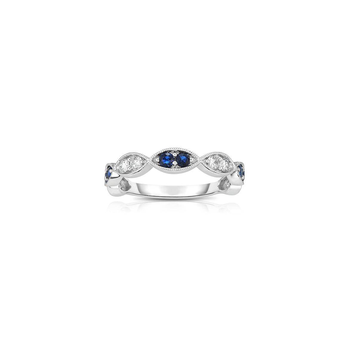 Sabel Collection 14K White Gold Sapphire and Diamond Marquise Accent Ring