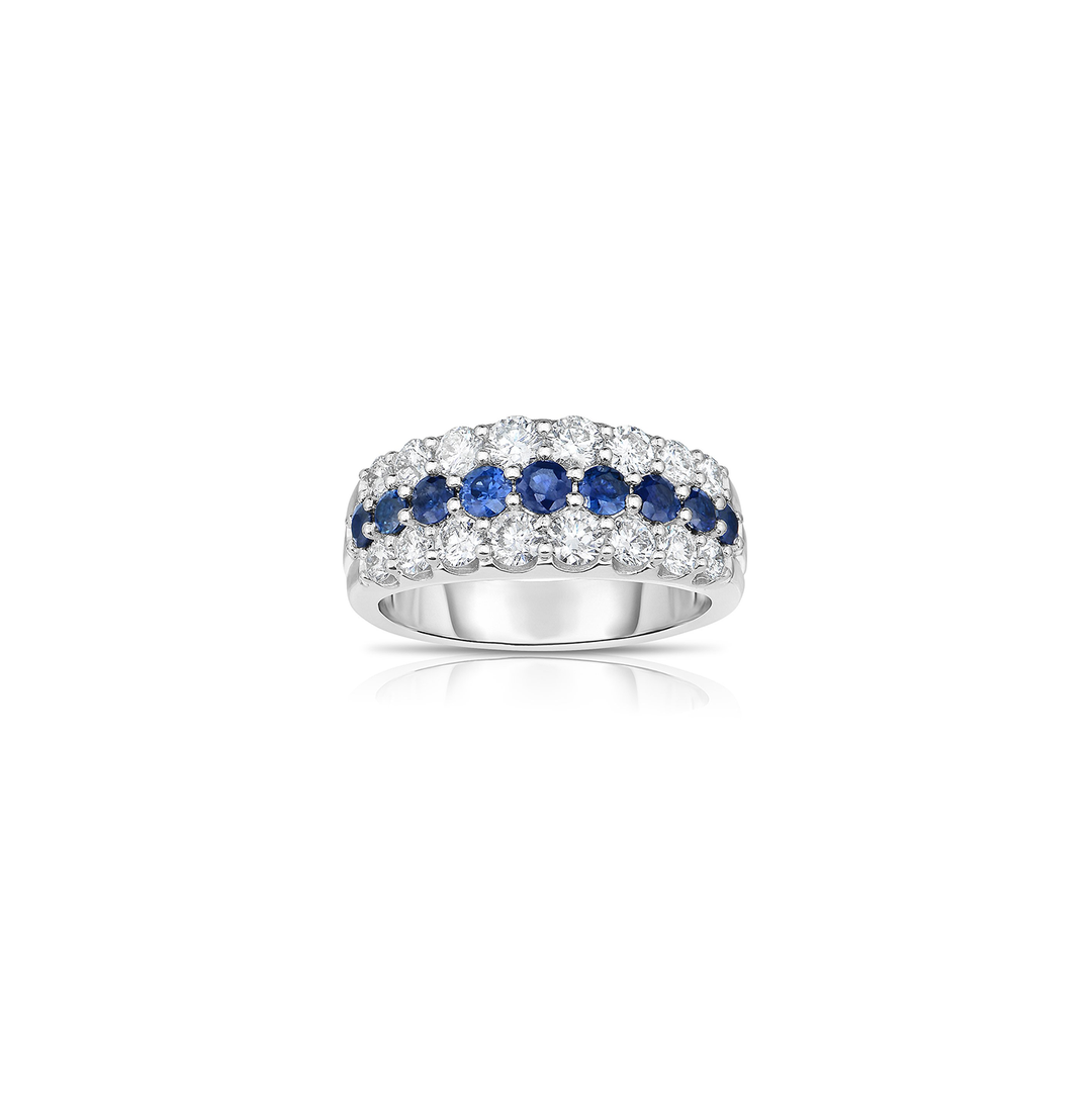 White Gold Sapphire and Diamond Multi-Row Ring | Fink's