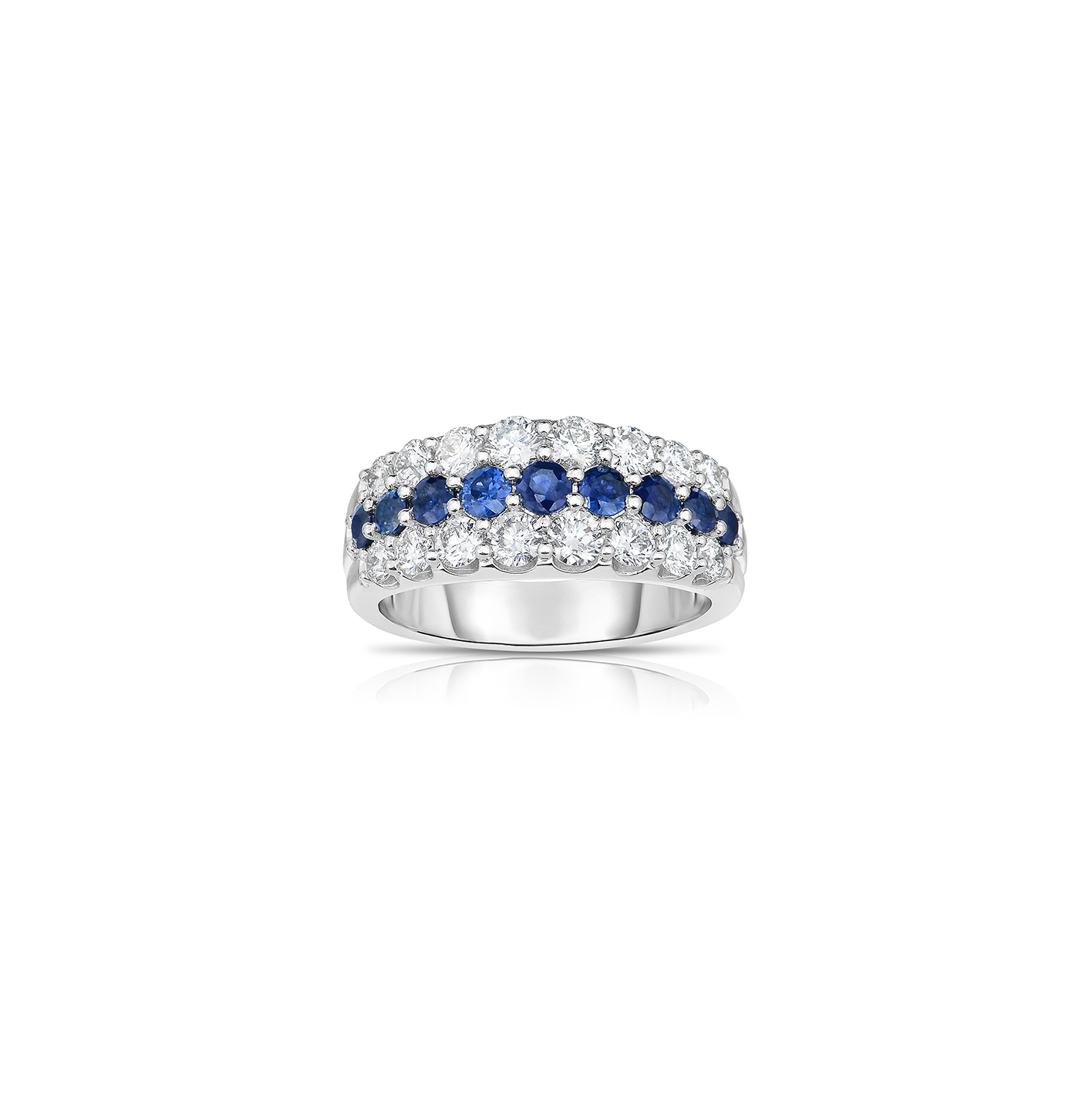 Sabel Collection 14K White Gold Sapphire and Diamond Multi-Row Ring