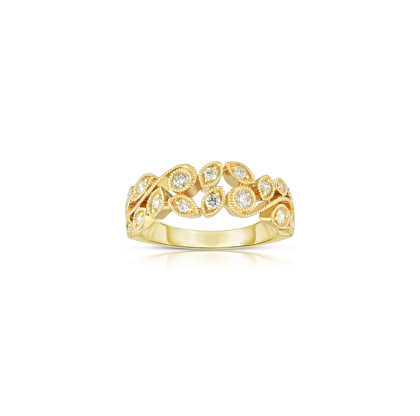 Sabel Collection 14K Yellow Gold Two Row Openwork Diamond Ring