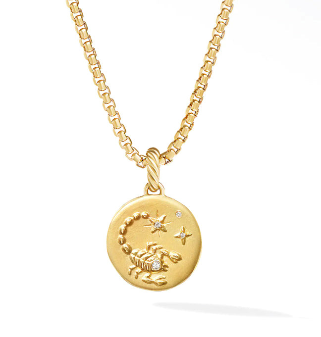 Scorpio Amulet in 18K Yellow Gold with Diamonds