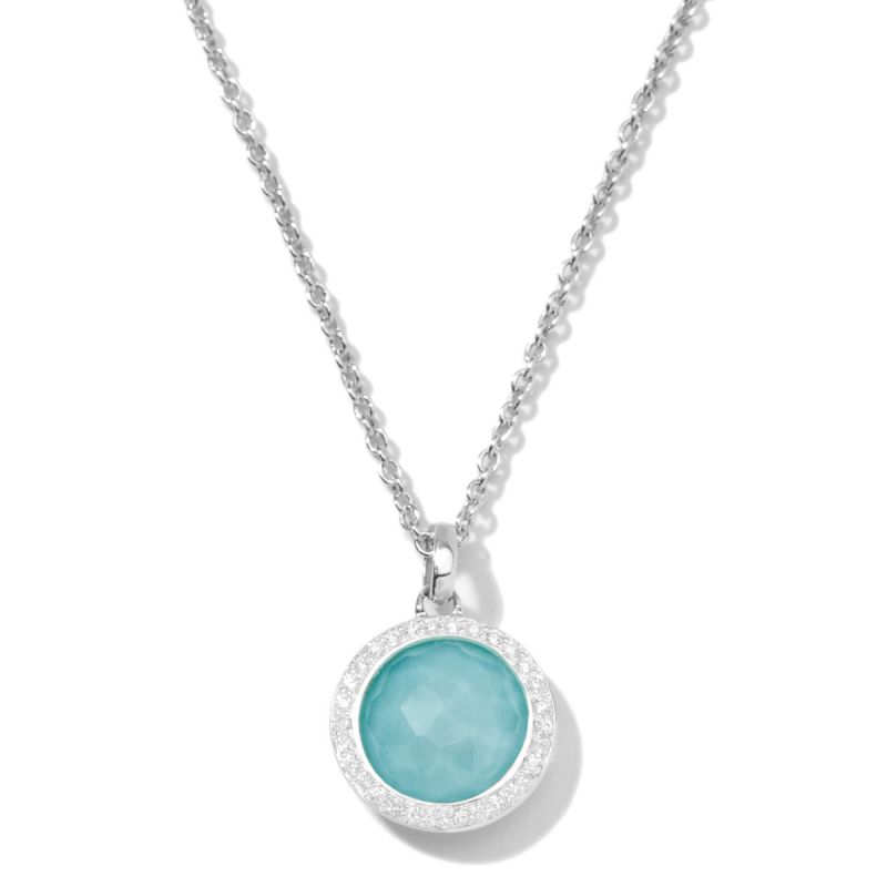 IPPOLITA sterling silver pendant necklace turquoise and clear quartz doublet with diamonds