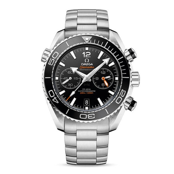 OMEGA Men's Watch Seamaster Planet Ocean Design with Co-Axial Master Chronometer Chronograph Black Dial Presented on Stainless Steel Bracelet