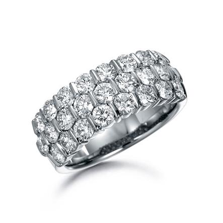 SUWA Platinum Bar Set Diamond Three Row Ring