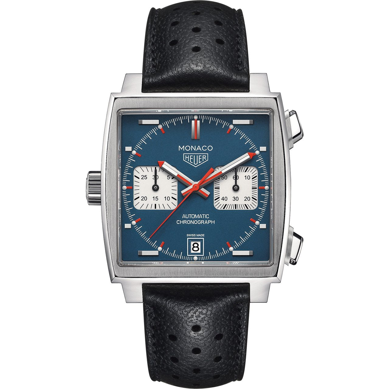 TAG Heuer Men's Monaco Automatic Calibre 11 Chronograph Blue Dial Leather Strap Watch