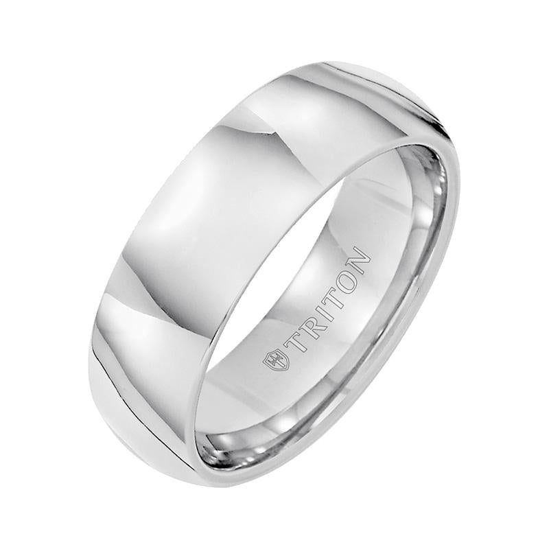 Triton Men's 7mm Comfort Fit Tungsten Carbide Domed Wedding Band