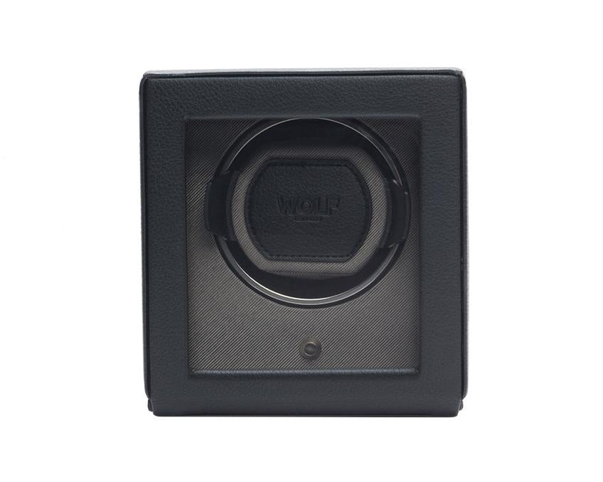 Black Pebble Faux Leather Front of Single Module Glass Cover Watch Winder