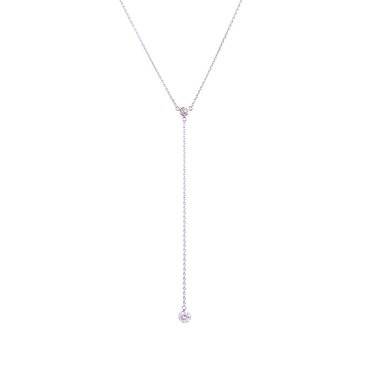 Sabel Collection 14K White Gold Diamond Bezel Set Y Drop Necklace